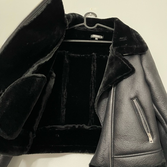Missguided leather fur lined jacket - Picture 3 of 4